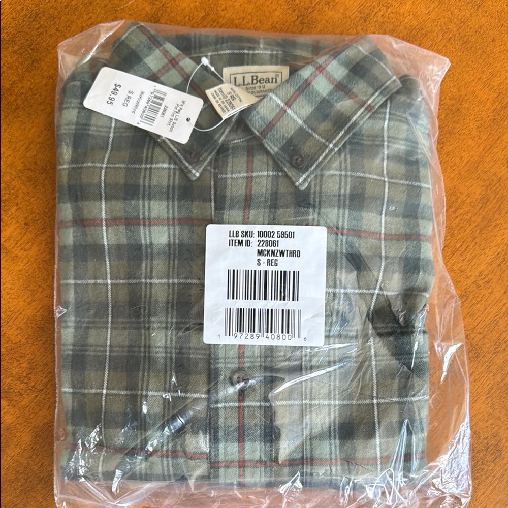 L.L. Bean Men's Green Plaid Shirt